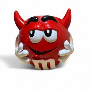 VTG M&M's Red Devil Halloween Candy Pail Container 1999